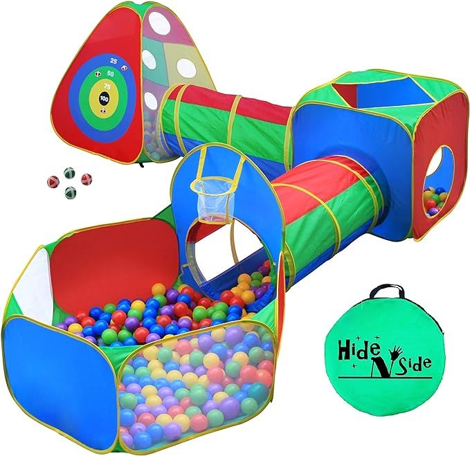 5pc Kids Ball Pit Tents and Tunnels, Toddler Jungle Gym Play Tent with Play Crawl Tunnel Toy, for... | Amazon (US)