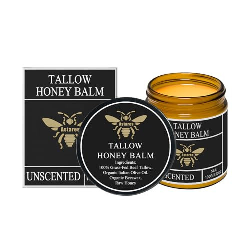 Organic Grass-Fed Beef Tallow Balm, Moisturizing Skin Care for Face & Body, Natural Tallow with Grass-Fed Beef Tallow & Raw Wild Honey - Natural Formula for Dry & Sensitive Skin, 3.53 OZ (Unscented) | Amazon (US)