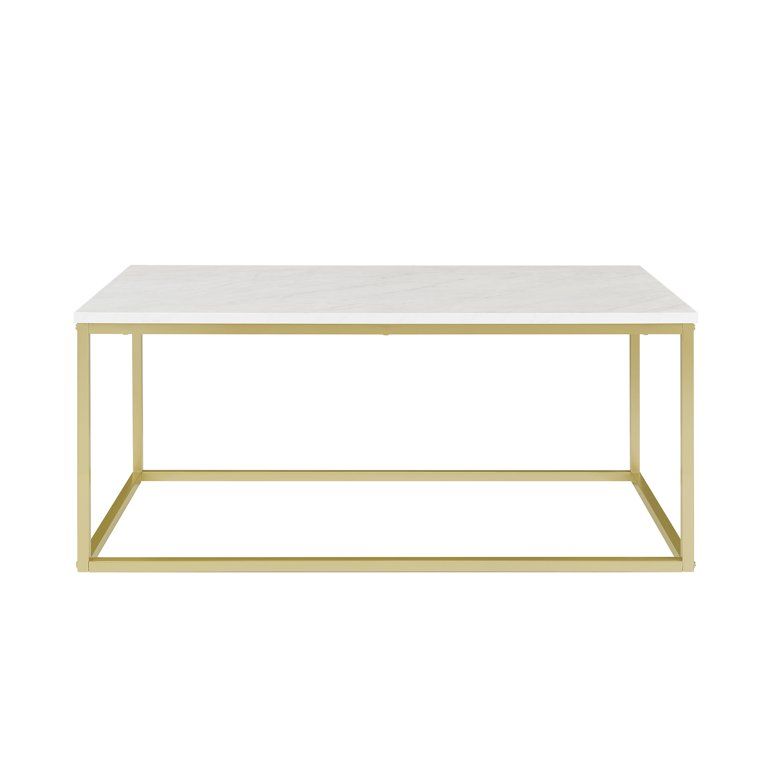 Modern Open Box Faux White Marble and Gold Coffee Table by Manor Park | Walmart (US)