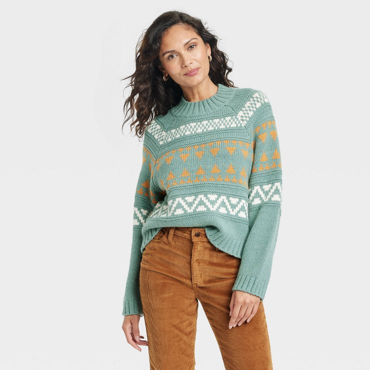 Women's Mock Turtleneck Pullover Sweater - Universal Thread™ Fair Isle | Target