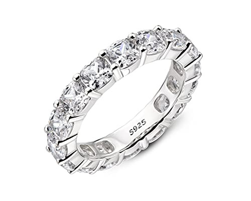 AINUOSHI Eternity Ring, 925 Sterling Silver Ring for Women, Emerald/Oval/Radiant/Round/Cushion Cu... | Amazon (US)