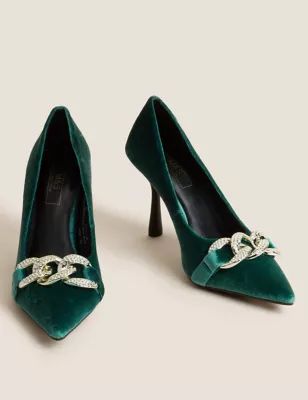 Velvet Stiletto Heel Pointed Court Shoes | Marks & Spencer (UK)