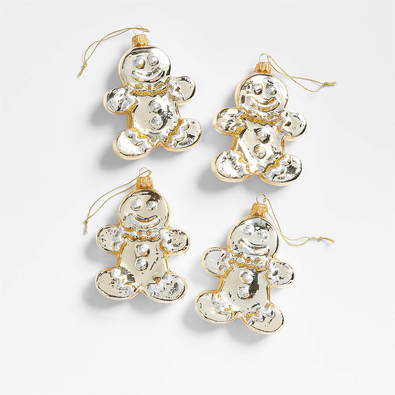 European Glass Gingerbread Christmas Tree Ornament, Set of 4 + Reviews | Crate & Barrel | Crate & Barrel