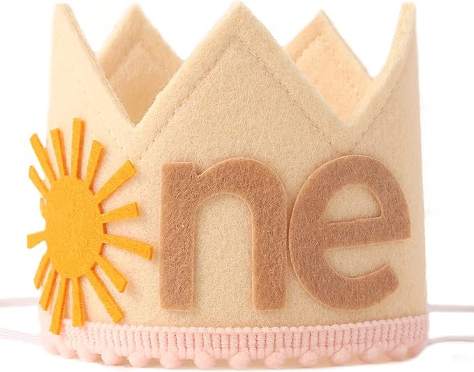 Boho Sun 1st Birthday Crown Hat - One Year Around The Sun Boho Sunshine First Party Decoration | Amazon (US)