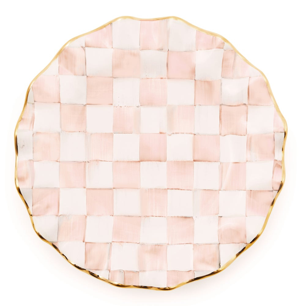 Rosy Check Ceramic Fluted Dinner Plate | MacKenzie-Childs