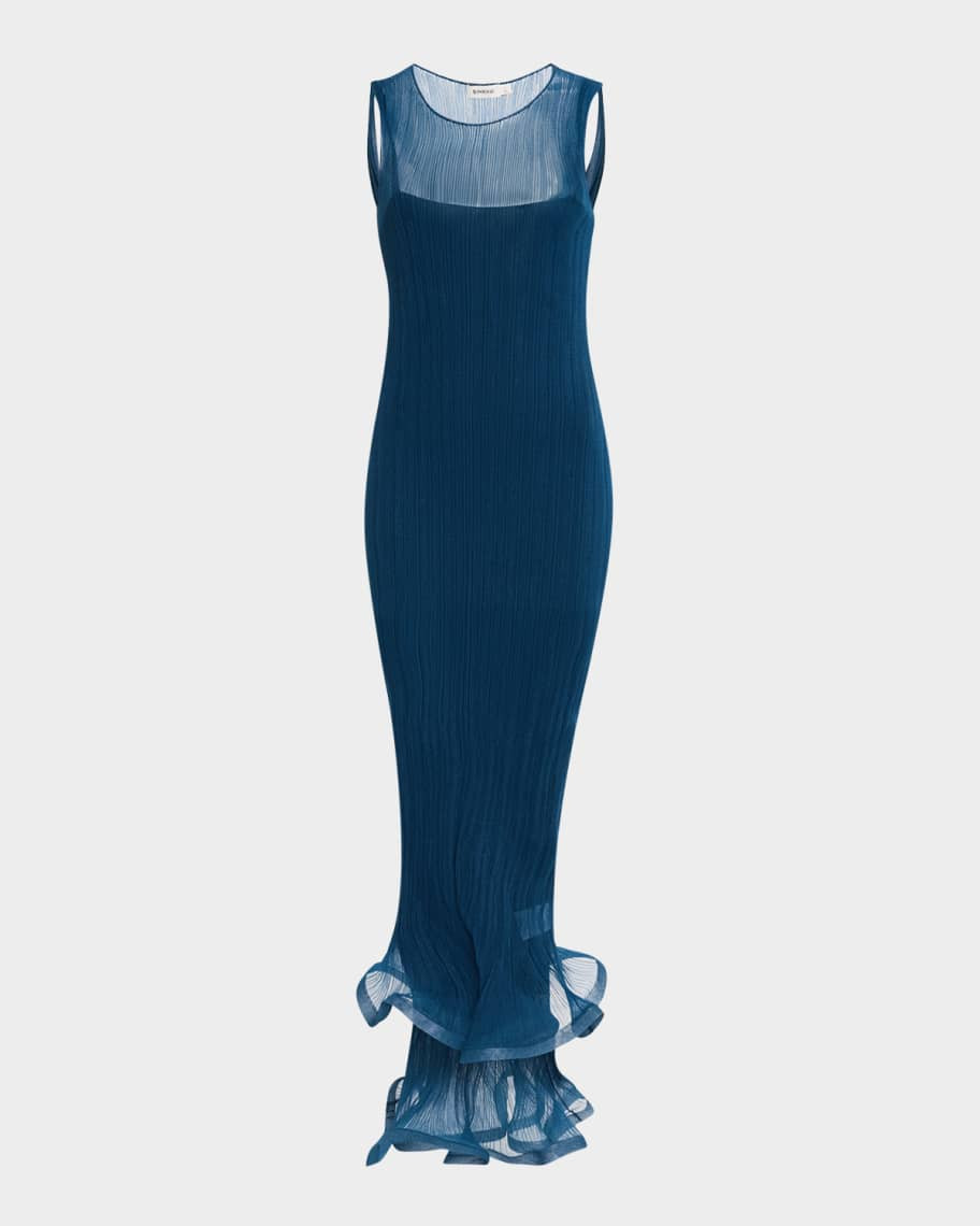 Daniella Sleeveless Ruffle Midi Dress | Neiman Marcus