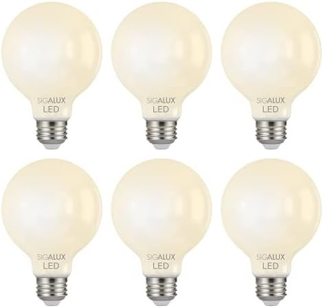 Sigalux G25 LED Globe Light Bulb,Dimmable Vanity Light Bulb 60W Equivalent,E26 LED Filament Frost... | Amazon (CA)