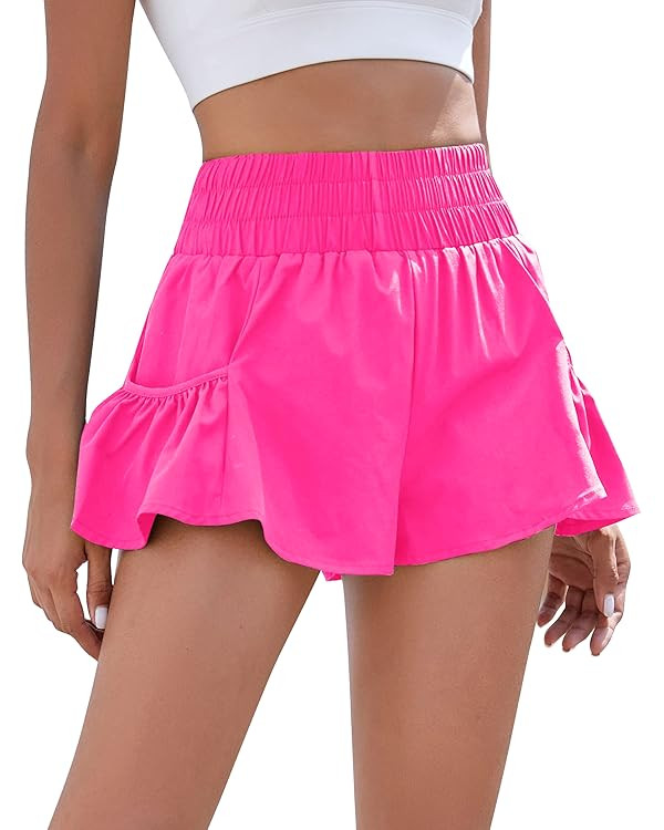 BMJL Womens High Waisted Shorts Athletic Running Shorts Workout Gym Quick Dry Flowy Shorts with P... | Amazon (US)