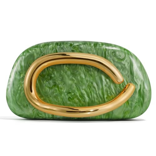 NEWROGENG Clutch Purses for Women Formal, Marble Acrylic Evening Bags with Chain, Trendy Metal Handle Purses and Handbags 2025, Marble Green | Amazon (US)