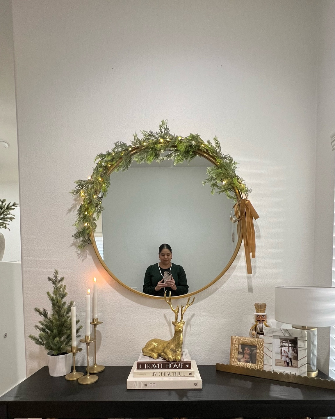 Entryway Christmas decor with garland and more! All linked heree

#LTKhome #LTKHoliday #LTKSeasonal