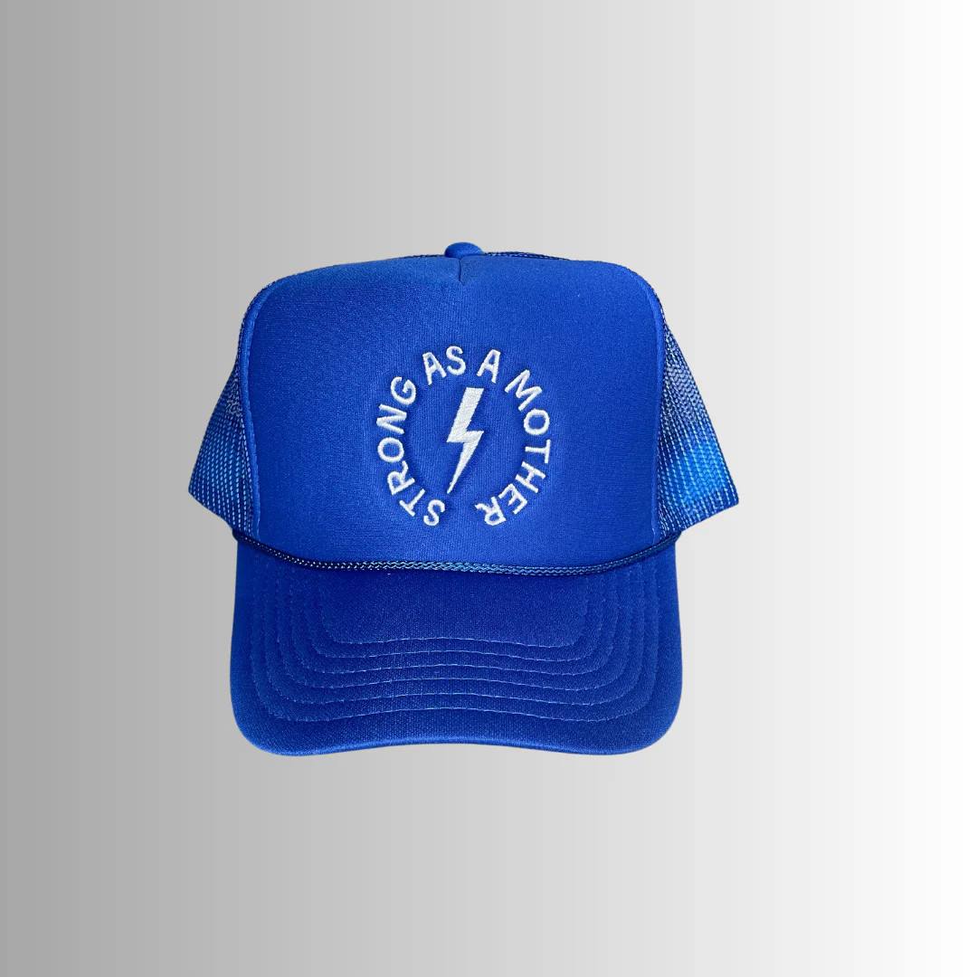Strong as a mother Embroidered Trucker Hat - Royal Blue | Mother Hats
