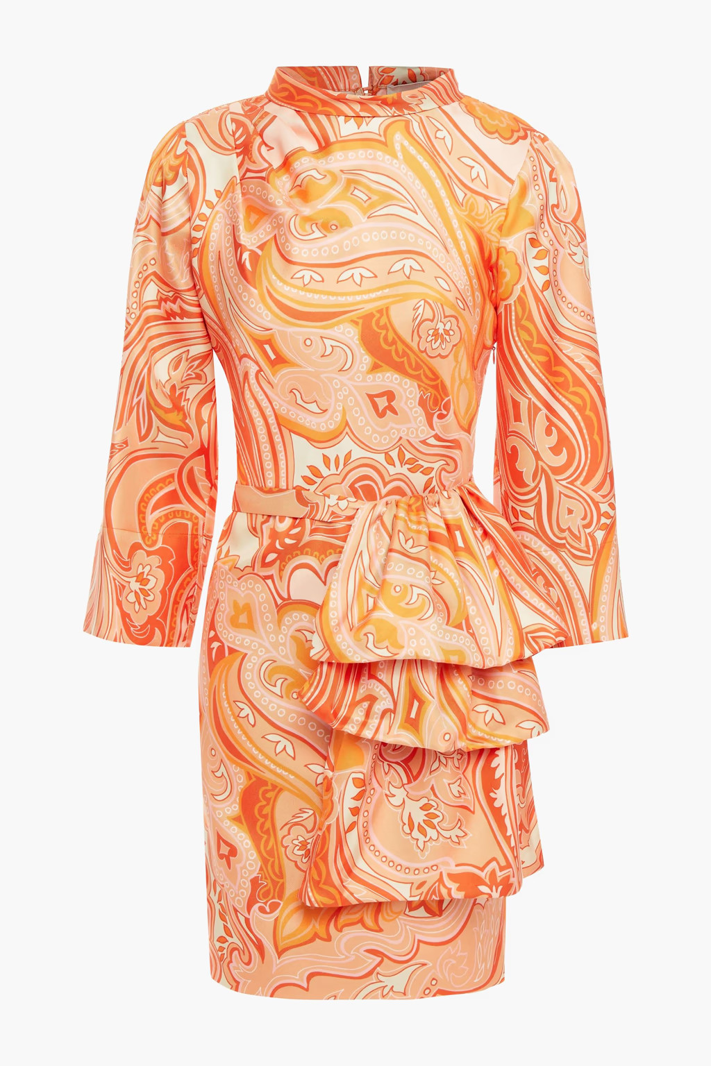 Belted ruffled printed silk-twill mini dress | The Outnet (US and CA)