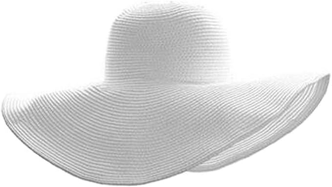 1Pcs Women Wide Brim Straw Hat Foldable Beach Floppy Sun Hat Black | Amazon (US)