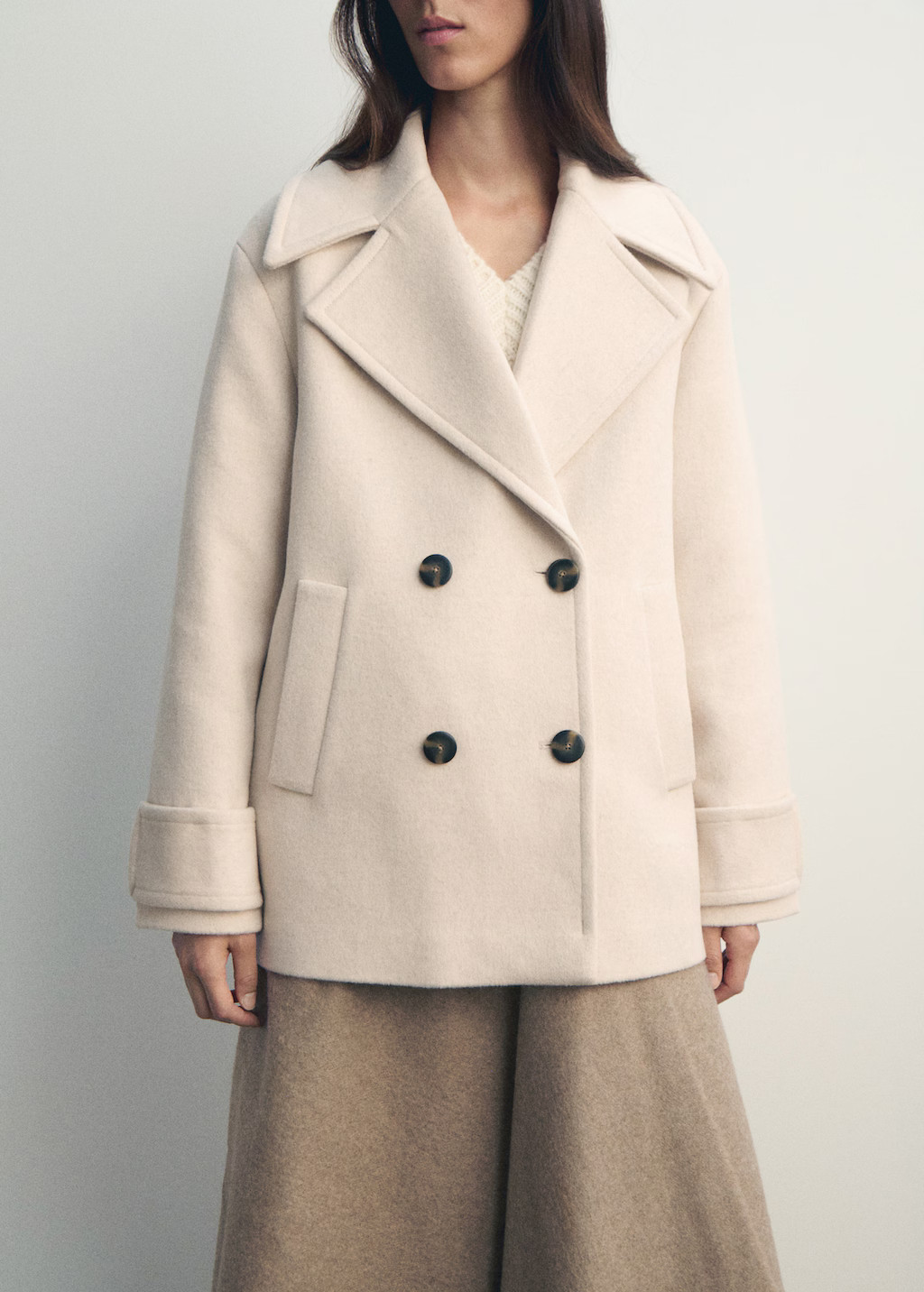 Double-breasted wool-blend coat | MANGO (UK)