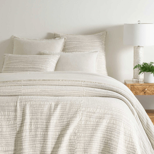 Striae Oatmeal Matelassé Coverlet | Annie Selke