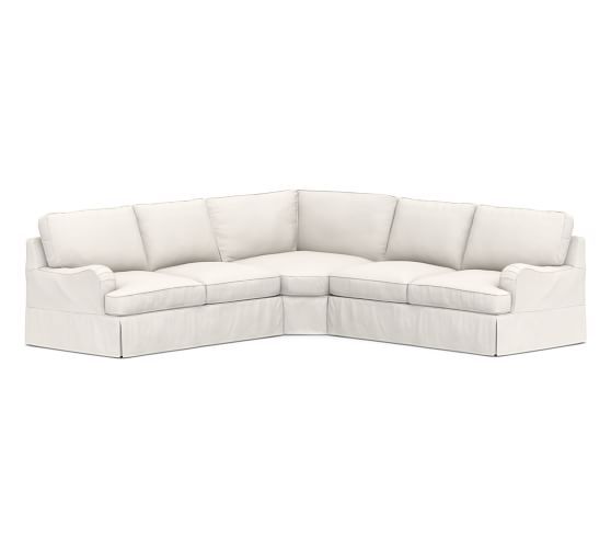 PB Comfort Roll Arm Slipcovered 3-Piece L-Sectional | Pottery Barn (US)