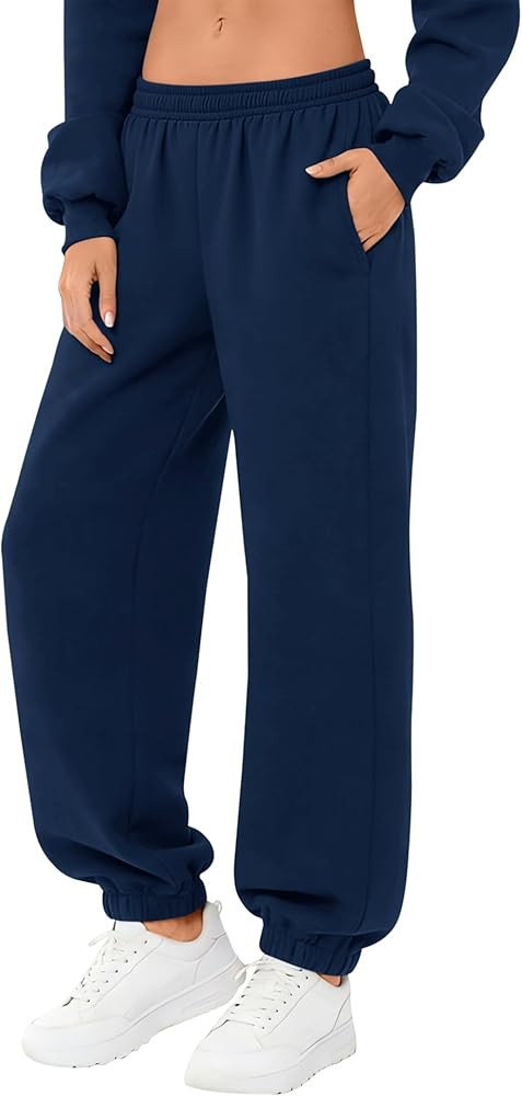 LOMON Sweatpants Women Fleece Joggers Wide Leg Sweat Pants Baggy Gym Sweatpant Winter Spring Draw... | Amazon (US)