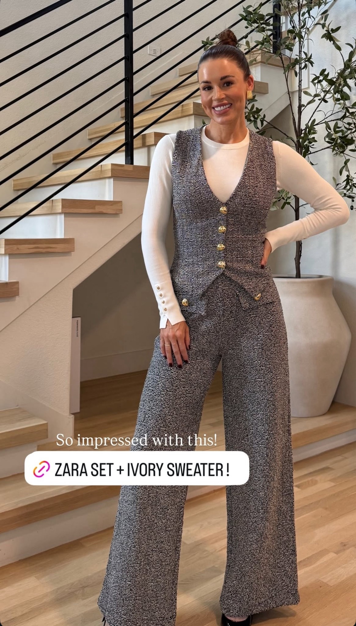 I think I just got the cutest matching set from Zara! This vest and pants set is so good. I love the gold button hardware on the vest as well as the faux pocket detail on the pants!

The pants also have a stretchy waistband which is very nice. I paired this with a thin white sweater that also has gold detail along the sleeves. I have this top in 2 other colors — such a great basic!

Zara outfits
Zara winter looks
Matching set
Workwear
Holiday outfit
Two piece set
Winter outfits

#LTKgrwm #LTKootd #LTKFindsUnder100