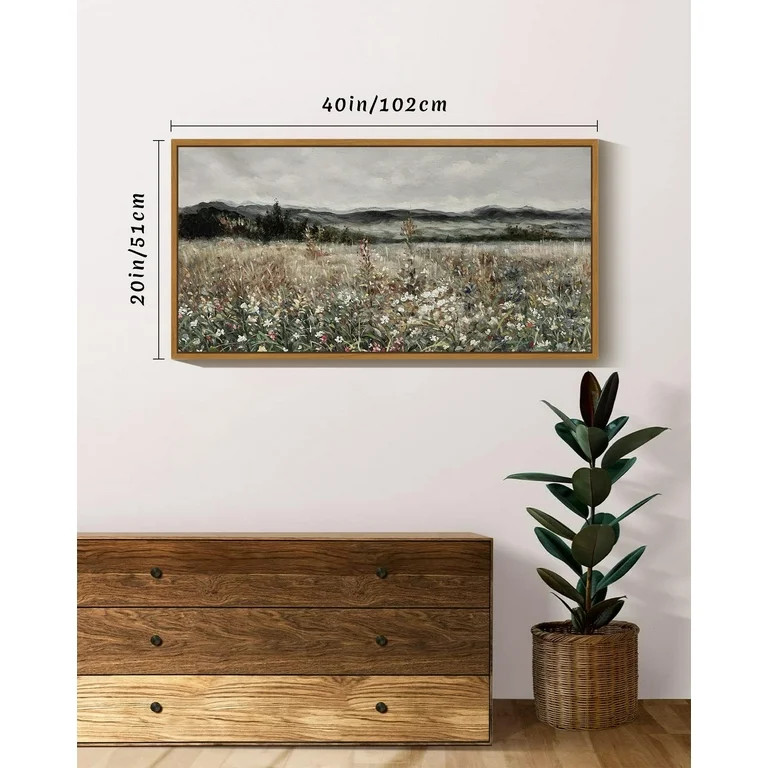 Drsoum 20x40in Natural Framed Vintage Landscape Large Canvas Wall Art Prairie in Full Bloom Class... | Walmart (US)