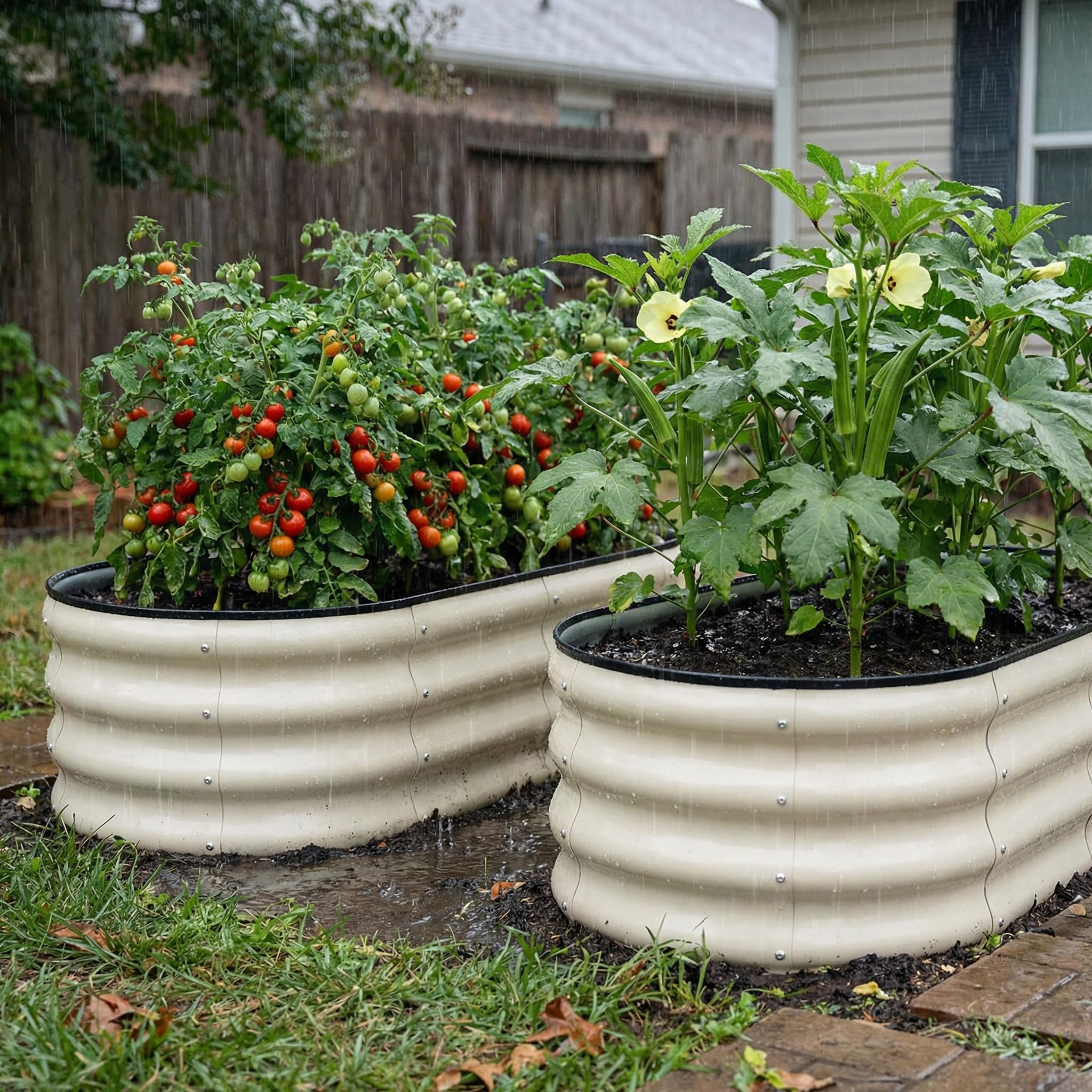 SnugNiture Galvanized Raised Garden Bed Outdoor, 2 Pcs 4x2x1ft Oval Metal Planter Box for Plantin... | Amazon (US)