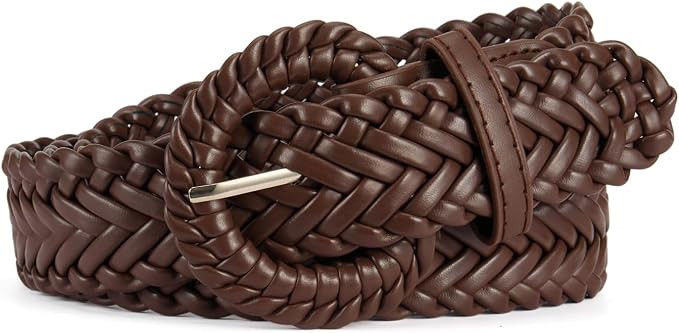 YooAi Woven Belts for Women Braided Leather Belt Wide Fashion Boho Waist Belt for Dresses Jeans P... | Amazon (US)