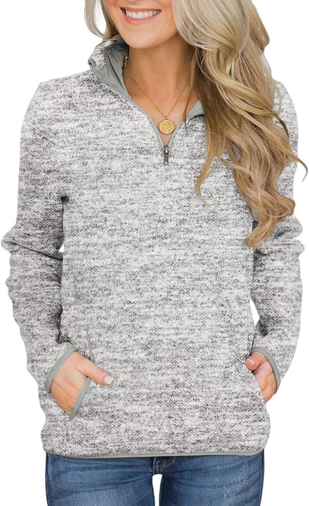 Aleumdr Women Casual Long Sleeve 1/4 Zipper Color Block Sweatshirts Stand Collar Pullover Tunic T... | Amazon (US)