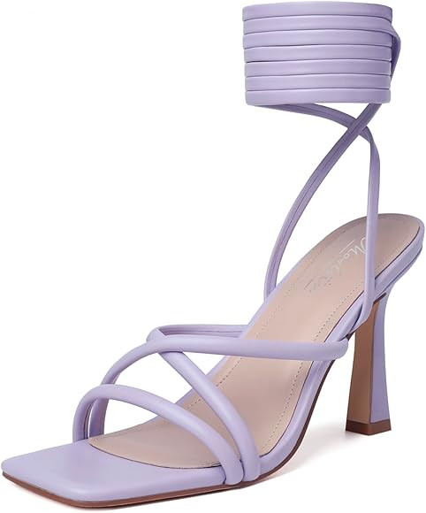 Mostrin Womens Sandals Strappy Heels for Women Lace Up Heels Square Open Toe Heels Tie Up High He... | Amazon (US)