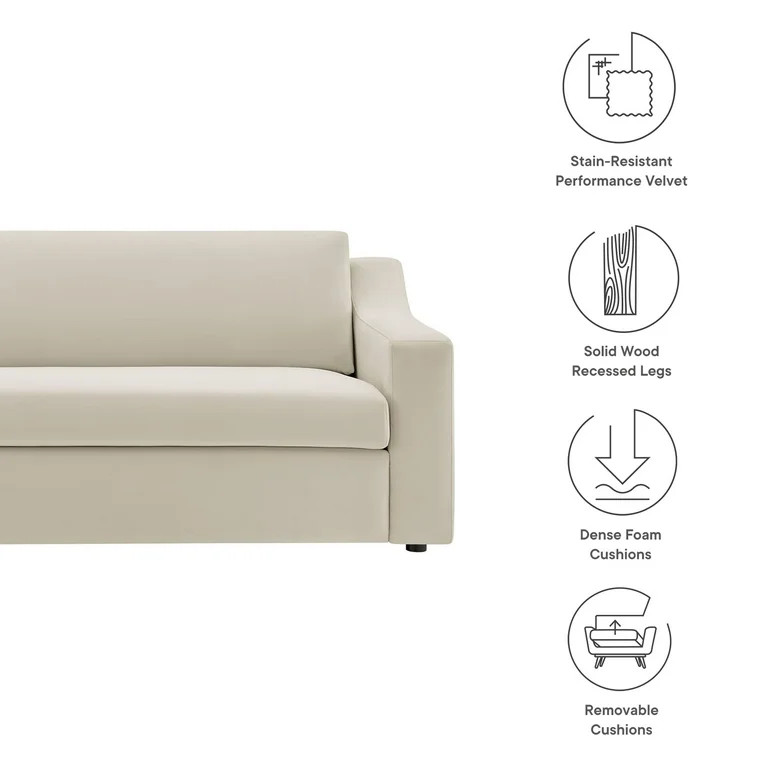 Modway Liora Performance Velvet Sofa in Alabaster | Walmart (US)