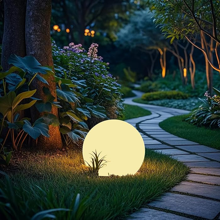 Solar Ball Light-12inch LED Outdoor Table Lamp,16 RGB Colors and Dimmable Globe Light with Remote... | Amazon (US)