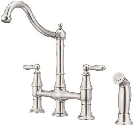 Pfister F-031-4COS Courant Bridge Kitchen Faucet with Side Sprayer in Stainless Steel | Amazon (US)