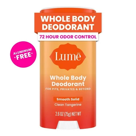 Lume Whole Body Deodorant for Women - Smooth Solid Stick - Aluminum Free - Clean Tangerine - 2.6oz | Walmart (US)