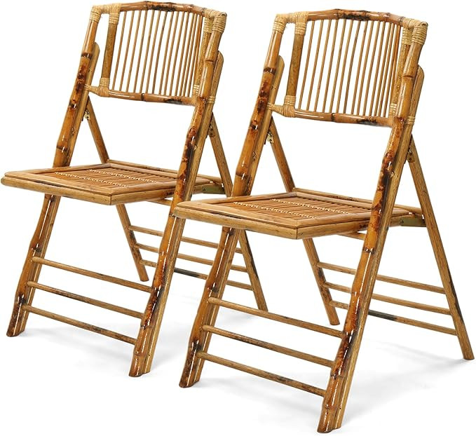 VINGLI Bamboo Folding Chair, Foldable Dining Wood Chairs Comfortable Seat for Outdoor & Indoor, P... | Amazon (US)