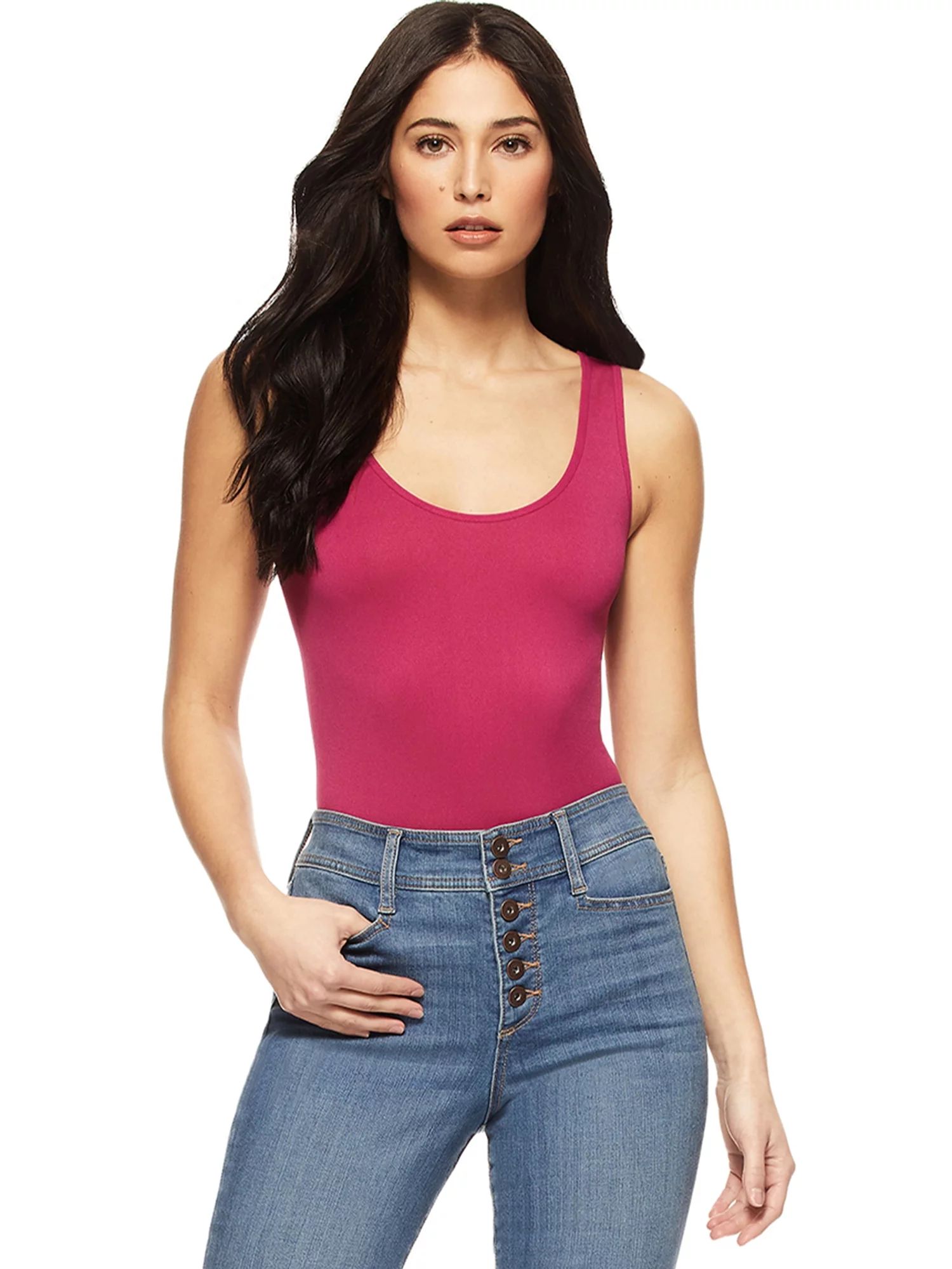 Sofia Jeans by Sofia Vergara Women's Seamless Scoop Neck Tank Bodysuit | Walmart (US)