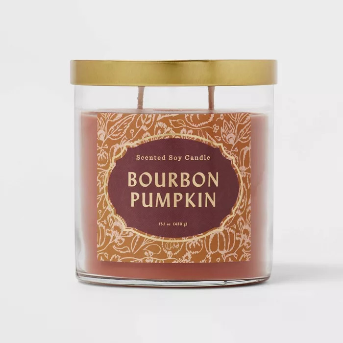 15.1oz Lidded Glass Jar 2-Wick Bourbon Pumpkin Candle - Opalhouse™ | Target