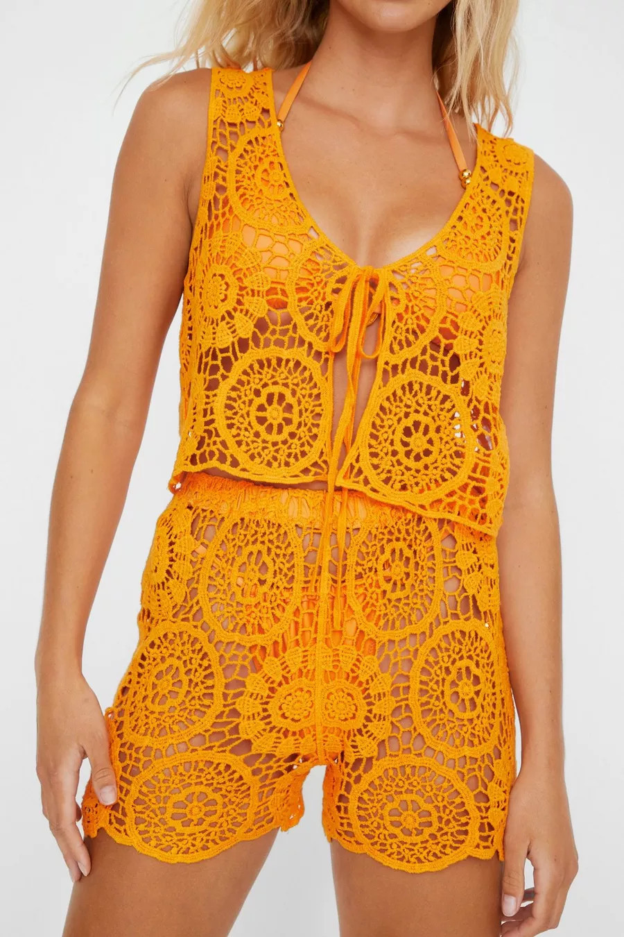 Premium Crochet Tie Front Waistcoat | Nasty Gal US