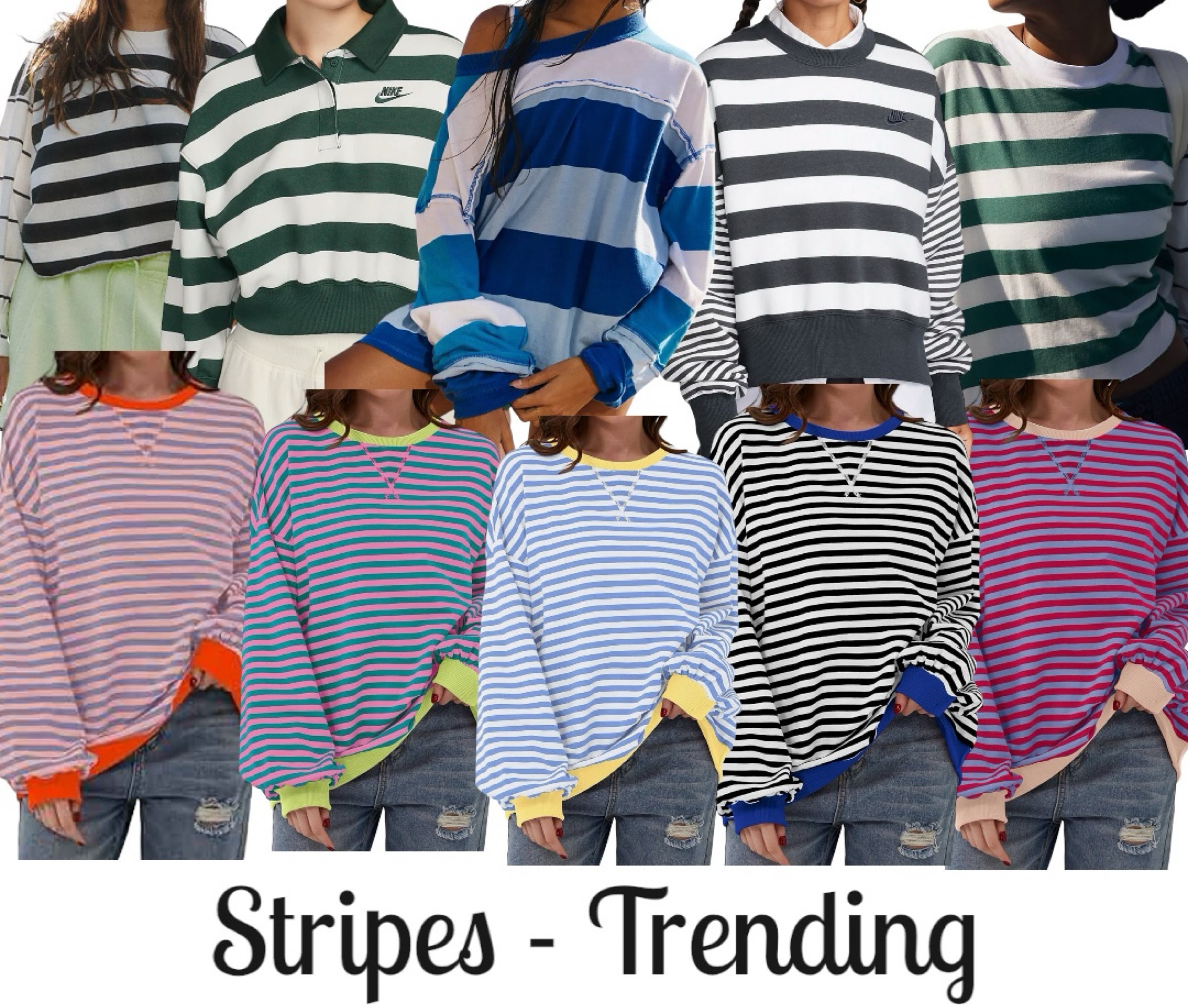 Striped tops/striped crew neck sweater jersey knits trending style! Free people dupe, Nike striped sweatshirt Amazon best in new releases! 

#LTKSpringSale #LTKstyletip #LTKSeasonal