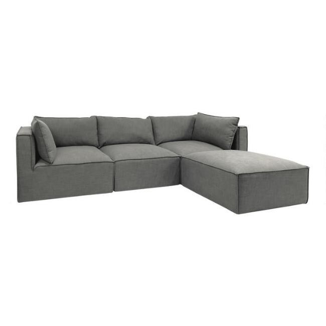 Gray Tyson 4 Piece L Modular Sectional Sofa | World Market
