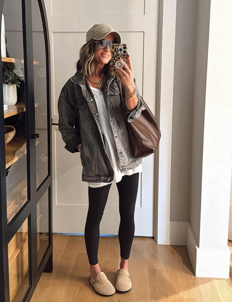 Omoone Women's Oversized Mid Long Denim Jacket Jean Biker Coat | Amazon (US)