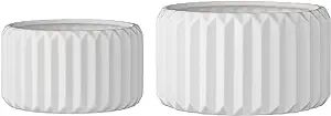 Bloomingville A75210002 Set of 2 Round White Fluted Stoneware Flower Pots | Amazon (US)