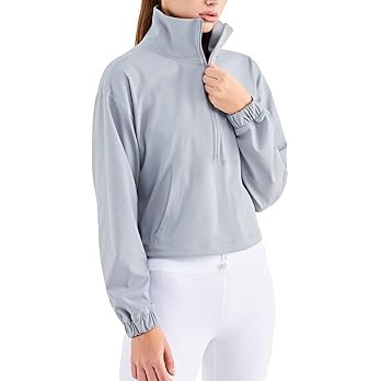 altiland Half Zip Pullover Cropped Jackets for Women Long Sleeve Workout Athletic Running Yoga Sh... | Amazon (US)