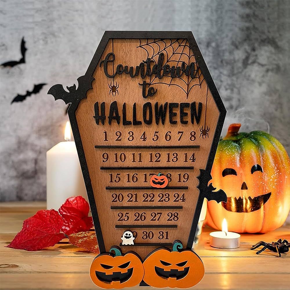 Halloween Advent Countdown, DIY Moving Wooden Countdown to Halloween, Halloween Countdown Sign wi... | Amazon (US)