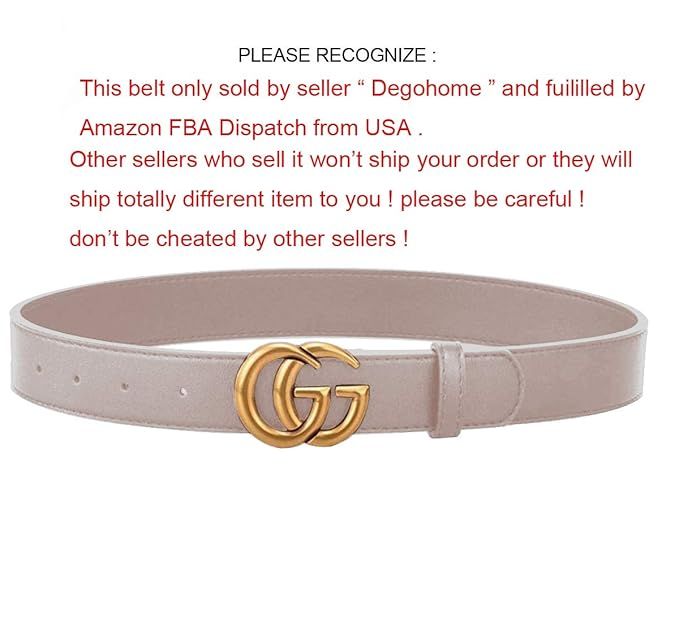 Luxury Gold Buckle Leather Unisex Belt for Men or Women 3.5cm Belt Width | Amazon (US)