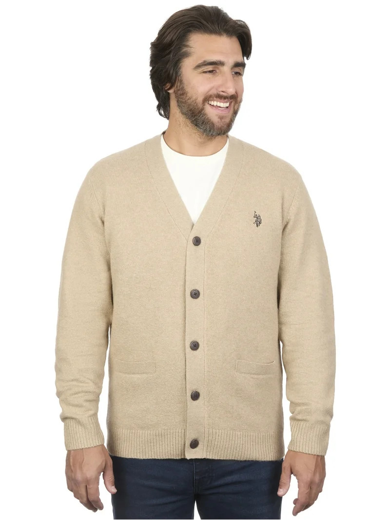 U.S. Polo Assn Men's Jersey V-Neck Button Cardigan Sweater | Walmart (US)