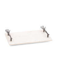 16x9 Marble Tray With Skeleton Hand Servers | Marshalls