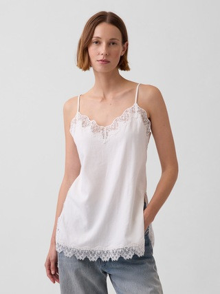 Linen-Blend Lace-Trim Cami | Gap (US)