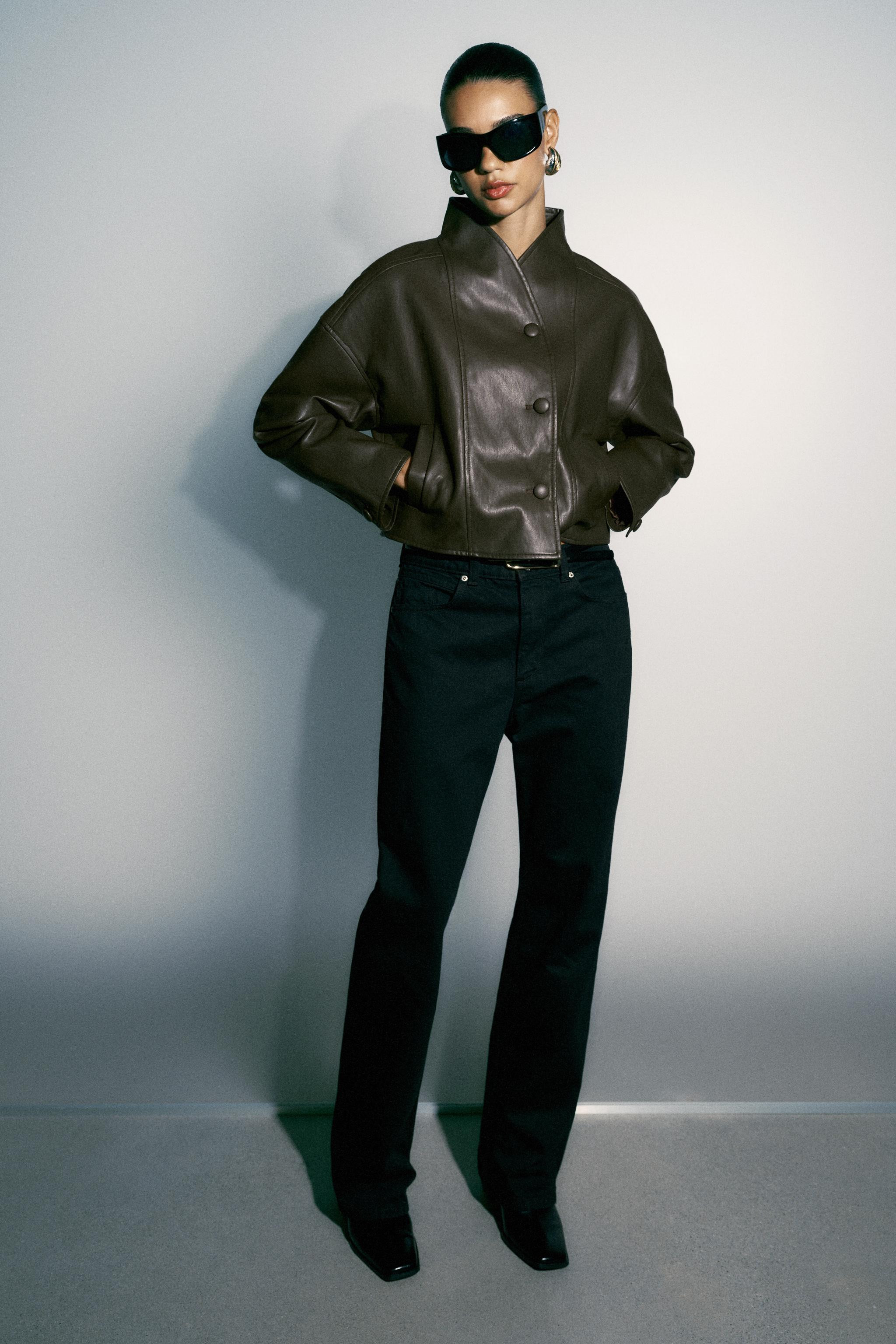 LEATHER EFFECT JACKET WITH BACK PLEATS | Zara US