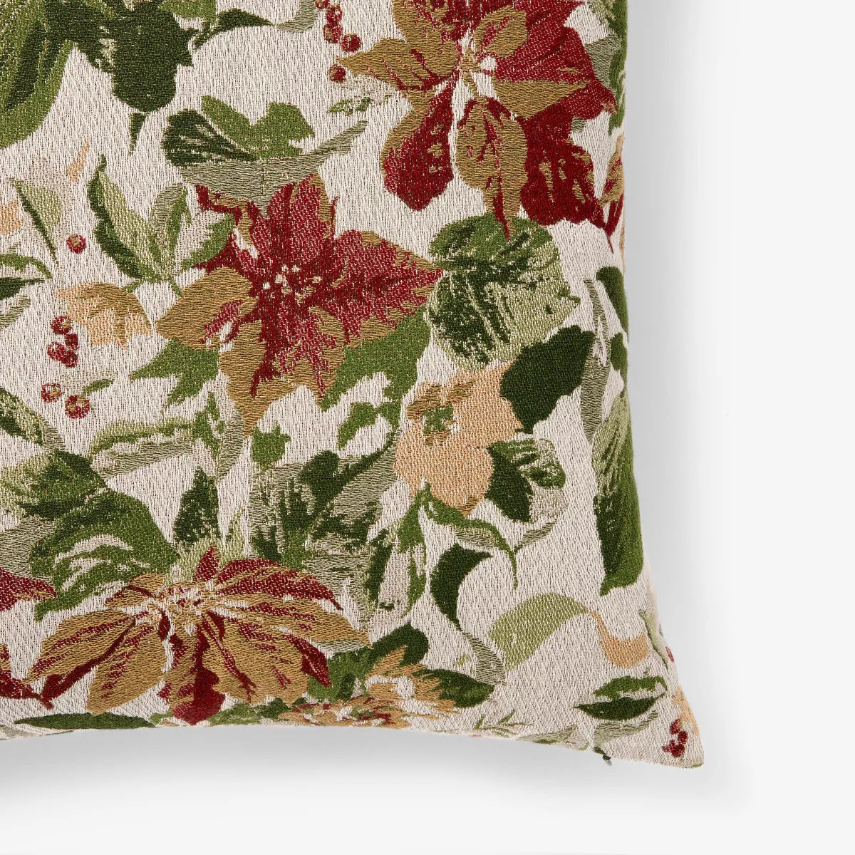 Woven Holiday Floral Square Throw Pillow Red/Green/Cream - Threshold™ designed with Studio Mcge... | Target