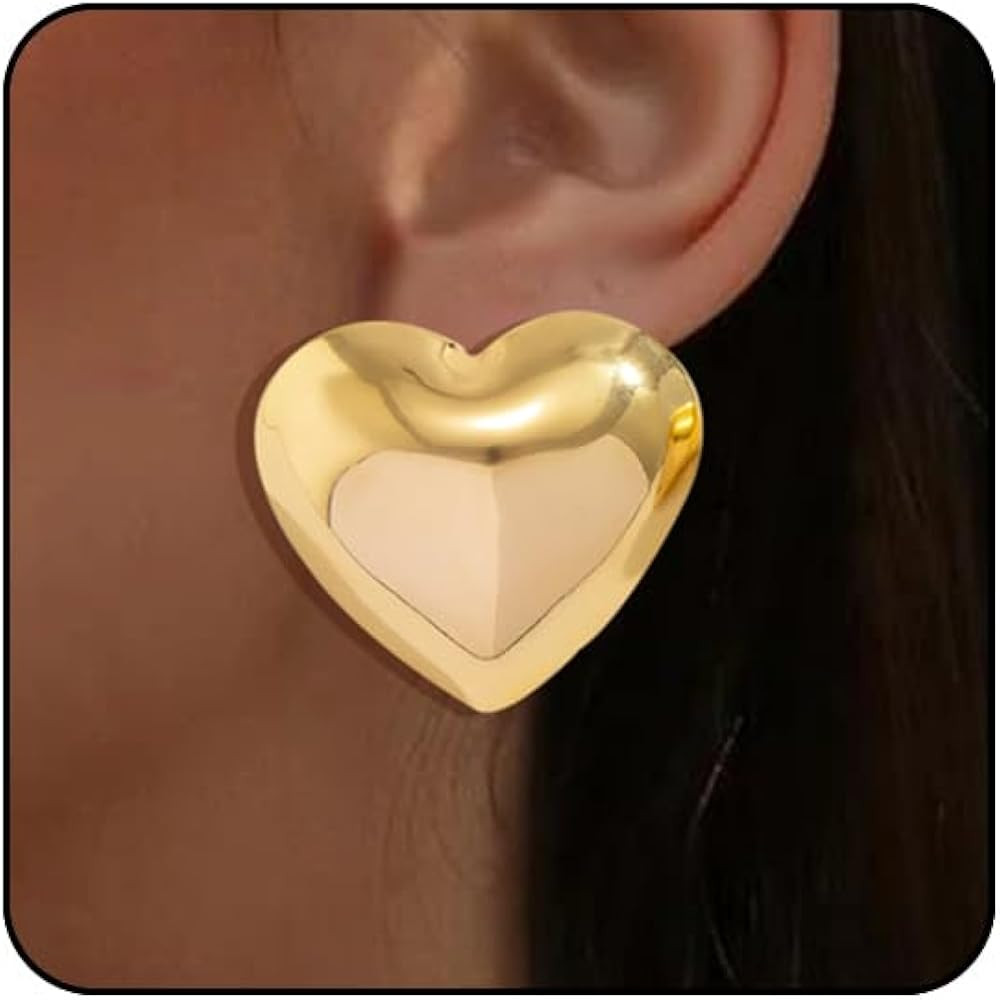 Gold Statement Earrings for Women Silver Big Earrings Gold Chunky Earrings Geometric Rectangle Ea... | Amazon (US)