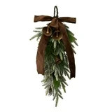 Bells, Bow, and Greenery Decorative Christmas Door Swag, Green and Brown, 28", by Holiday Time | Walmart (US)
