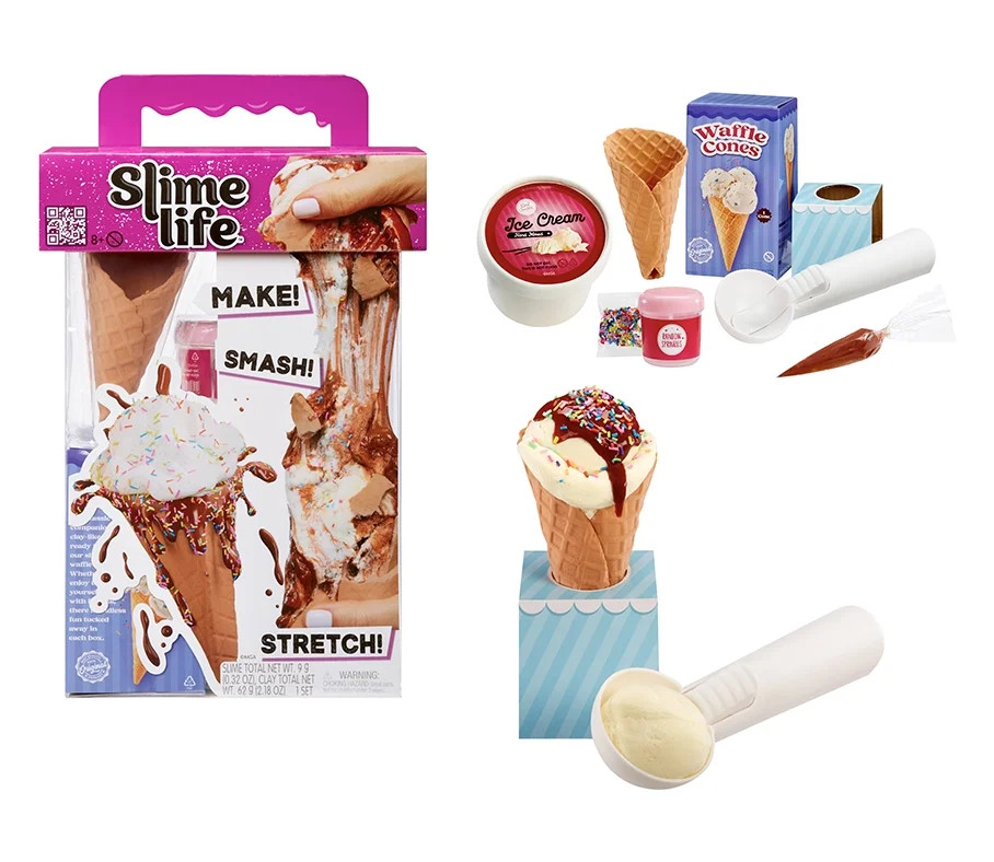 Slime Life Ice Cream Cone DIY Slime Kit, Make, Smash, and Stretch Your Food Slime, Ages 8+ | Walmart (US)